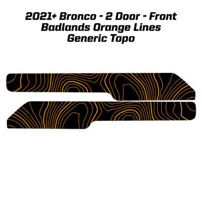 Topo Front Interior Upper Door Card Insert Overlays (Printed Series) - 2021+ Bronco 2 Door - Speedlogix