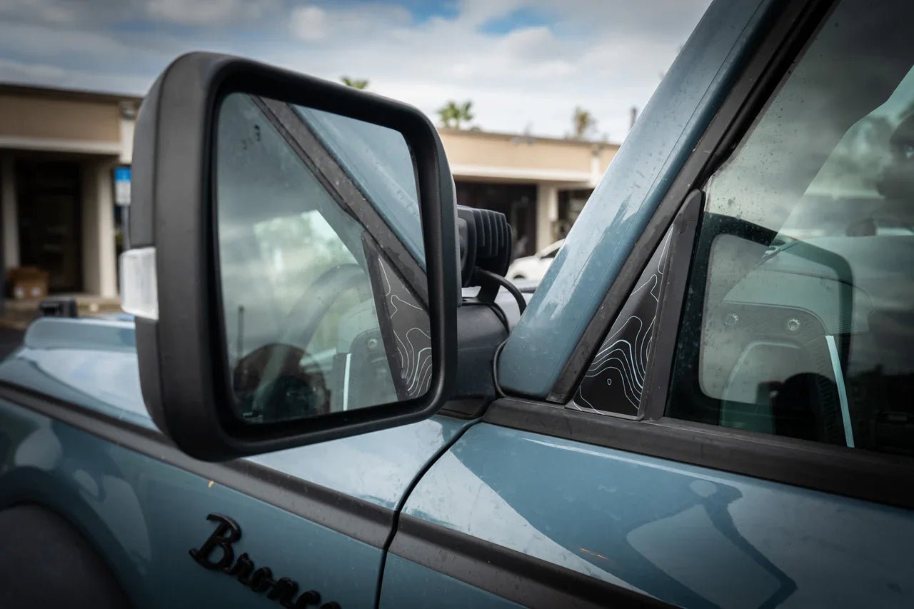 Topo Front Window Triangle Overlay (Printed Series) - 2021+ Bronco 4 Door - Speedlogix