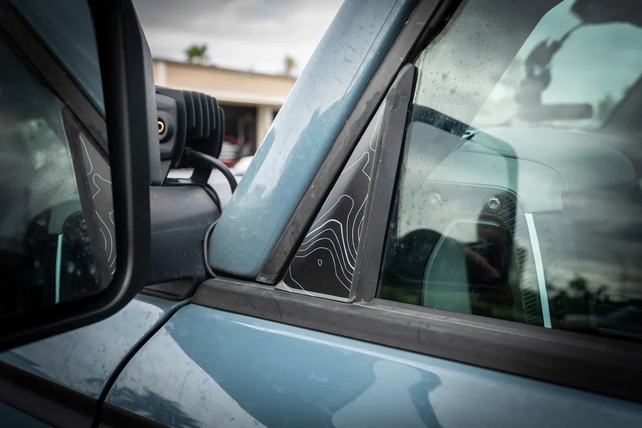Topo Front Window Triangle Overlay (Printed Series) - 2021+ Bronco 4 Door - Speedlogix