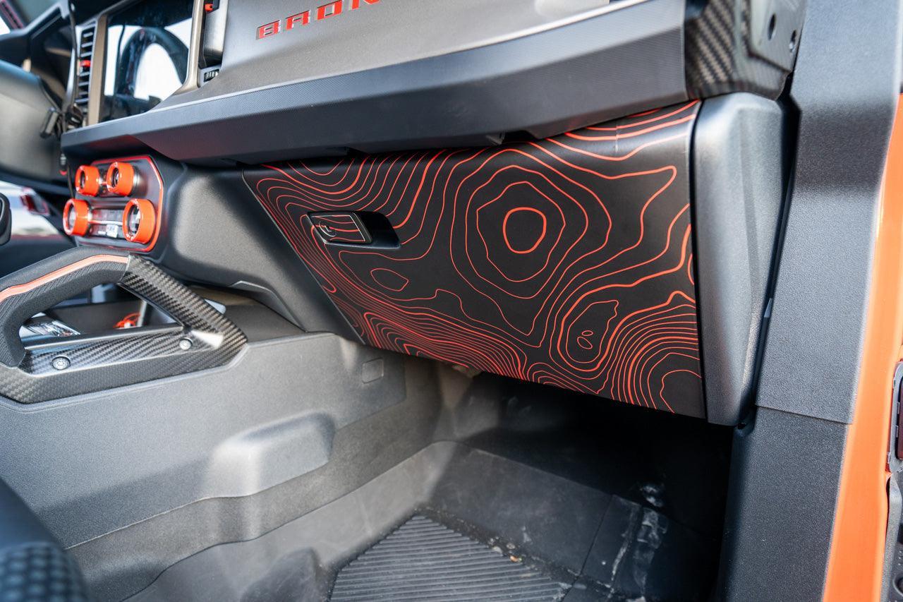 Topo Glovebox Overlay Kit (Printed Series) - 2021+ Bronco - Speedlogix