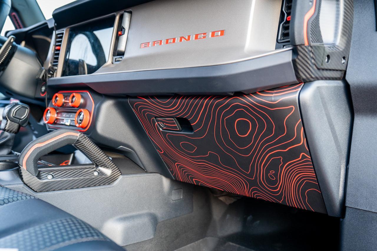 Topo Glovebox Overlay Kit (Printed Series) - 2021+ Bronco - Speedlogix