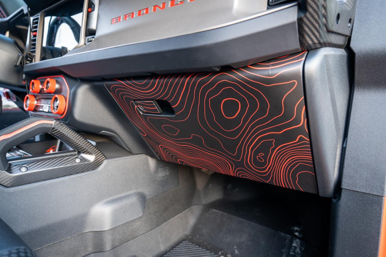 Topo Glovebox Overlay Kit (Printed Series) - 2021+ Bronco - Speedlogix