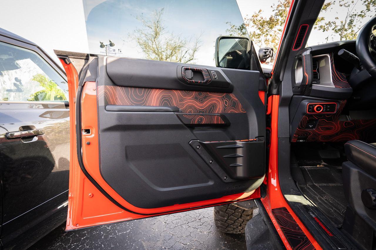Topo Interior Front Door Grab Handle Overlay Kit (Printed + Laser Series) - 2021+ Bronco - Speedlogix