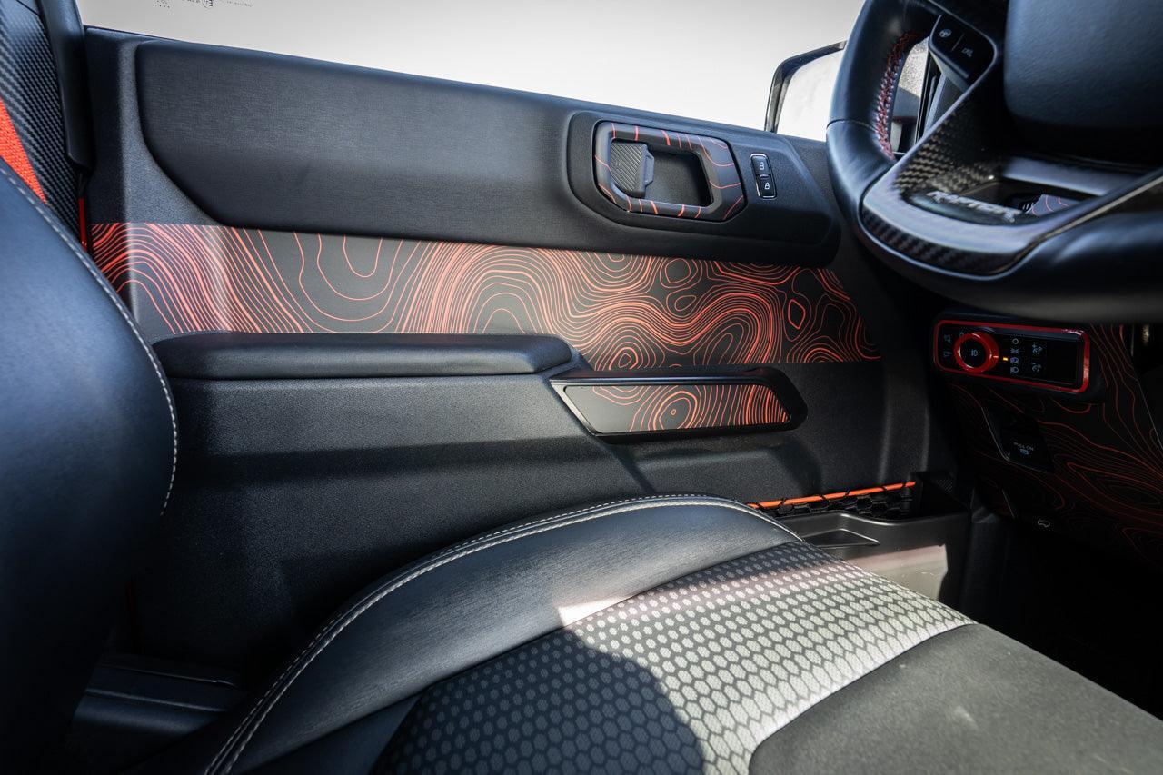 Topo Interior Front Door Grab Handle Overlay Kit (Printed + Laser Series) - 2021+ Bronco - Speedlogix