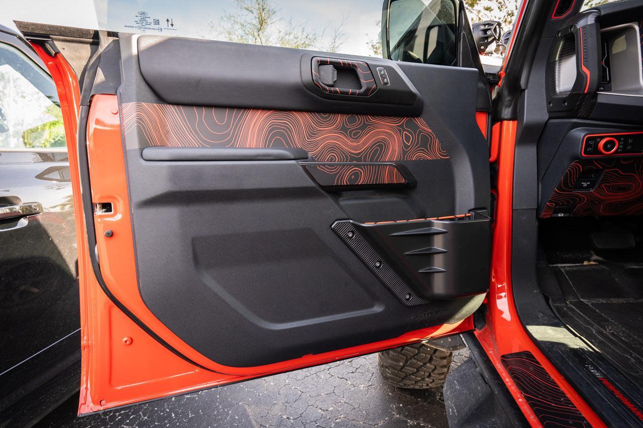 Topo Interior Front Door Grab Handle Overlay Kit (Printed + Laser Series) - 2021+ Bronco - Speedlogix
