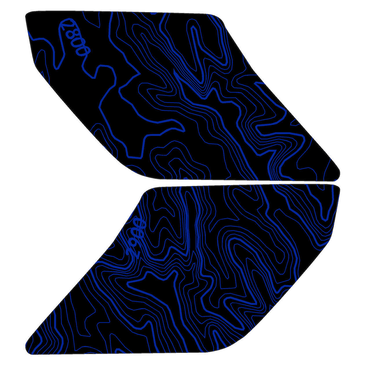 Topo Interior Sun Visor Overlays (Printed Series) - 2021+ Bronco (NO Homelink)