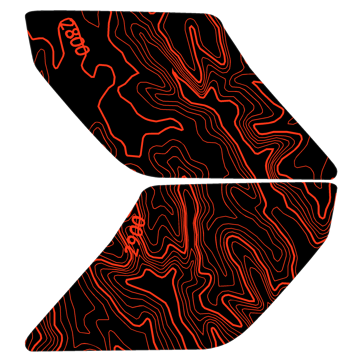 Topo Interior Lower Front Door Card Insert Overlays (Printed Series) - 2021+ Bronco 4 Door