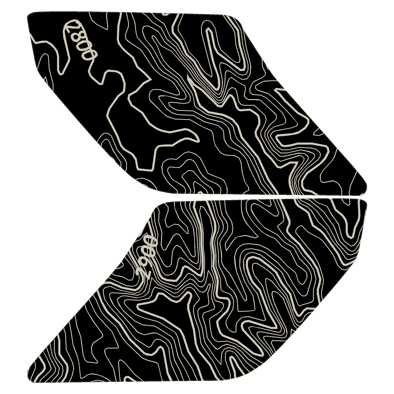 Topo Interior Sun Visor Overlays (Printed Series) - 2021+ Bronco (NO Homelink)