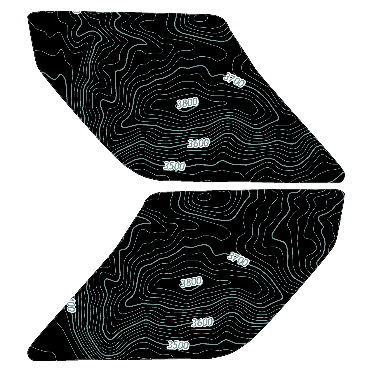 Topo Interior Sun Visor Overlays (Printed Series) - 2021+ Bronco (with Homelink)