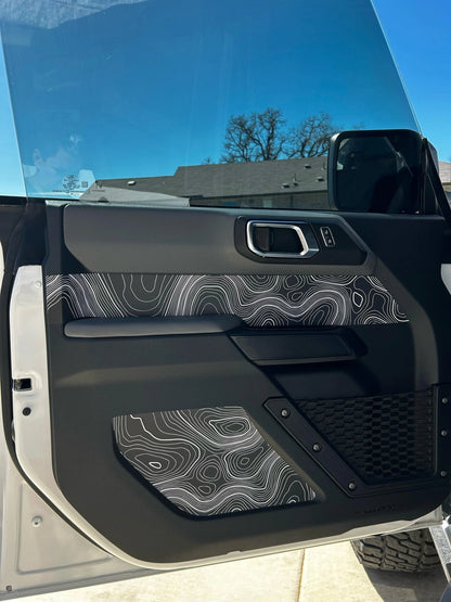 Topo Interior Lower Front Door Card Insert Overlays (Printed Series) - 2021+ Bronco 4 Door - Speedlogix