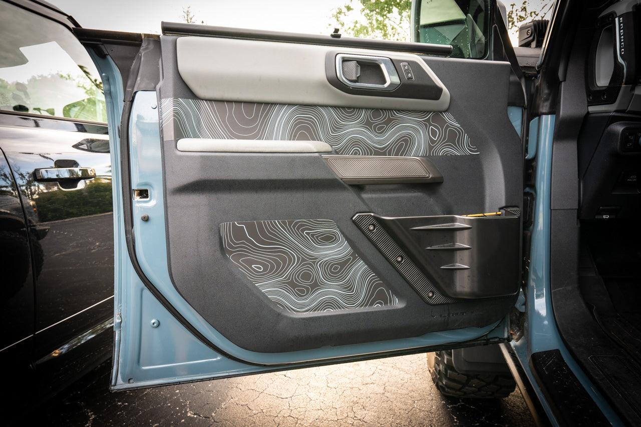 Topo Interior Lower Front Door Card Insert Overlays (Printed Series) - 2021+ Bronco 4 Door - Speedlogix