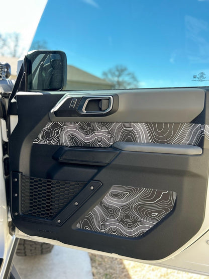 Topo Interior Lower Front Door Card Insert Overlays (Printed Series) - 2021+ Bronco 4 Door - Speedlogix