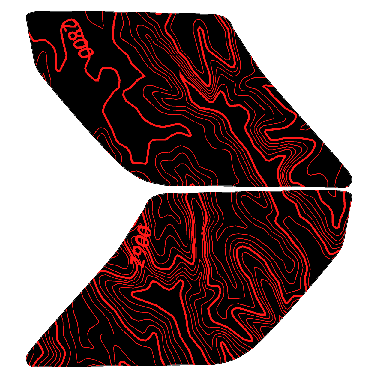 Topo Interior Lower Front Door Card Insert Overlays (Printed Series) - 2021+ Bronco 4 Door - Speedlogix