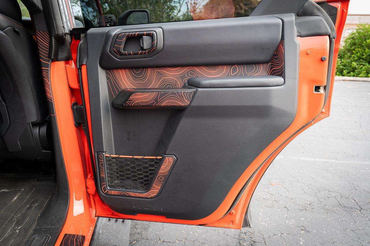 Topo Rear Door Net Trim Overlay Kit (Printed Series) - 2021+ Bronco - Speedlogix
