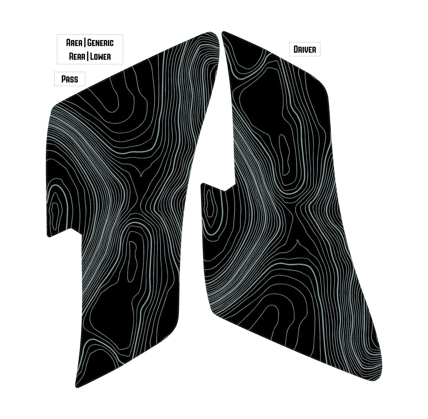 Topo Rear Interior Lower Door Card Insert Overlays (Printed Series) - 2021+ Bronco 4 Door - Speedlogix