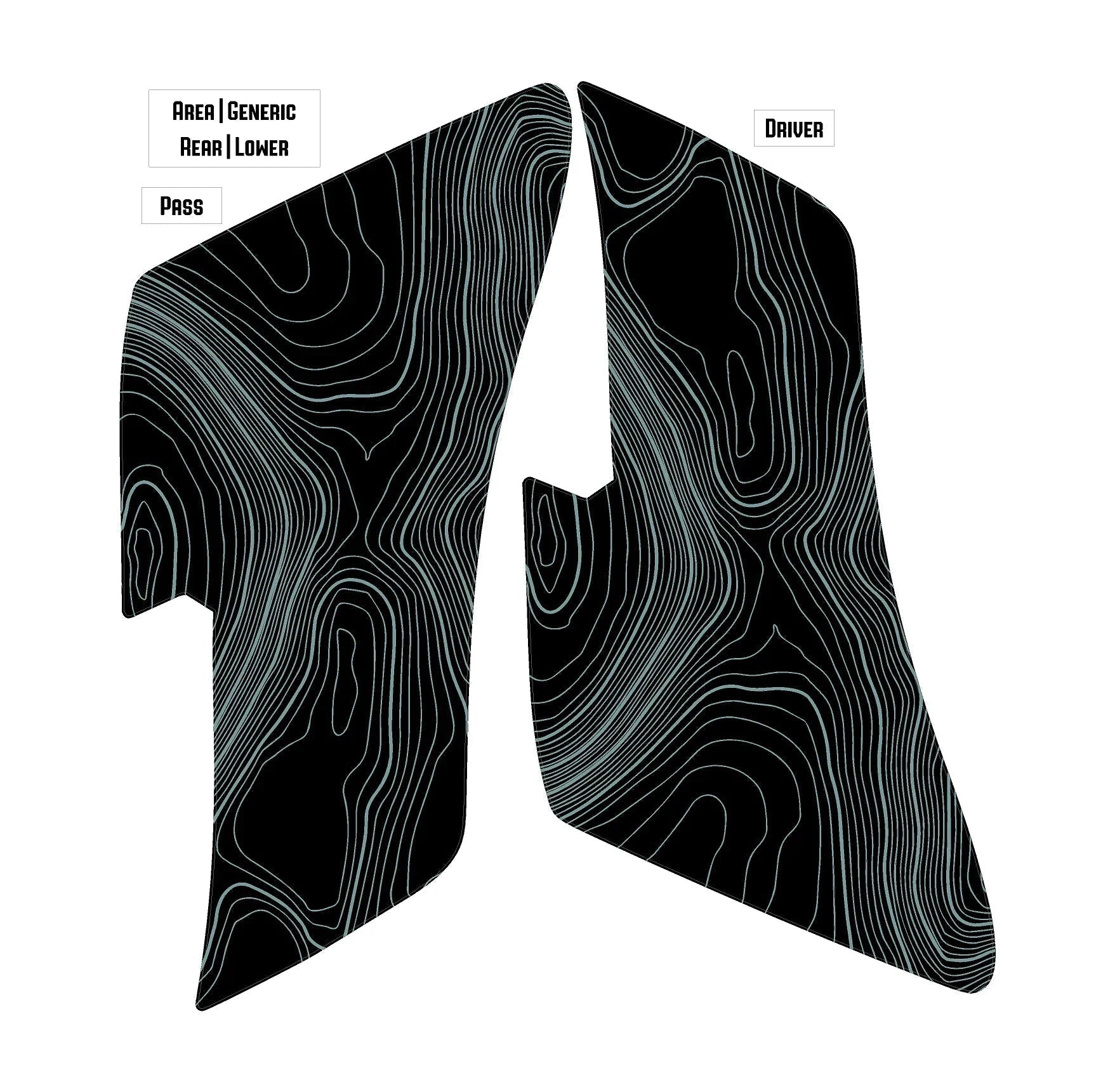 Topo Rear Interior Lower Door Card Insert Overlays (Printed Series) - 2021+ Bronco 4 Door - Speedlogix