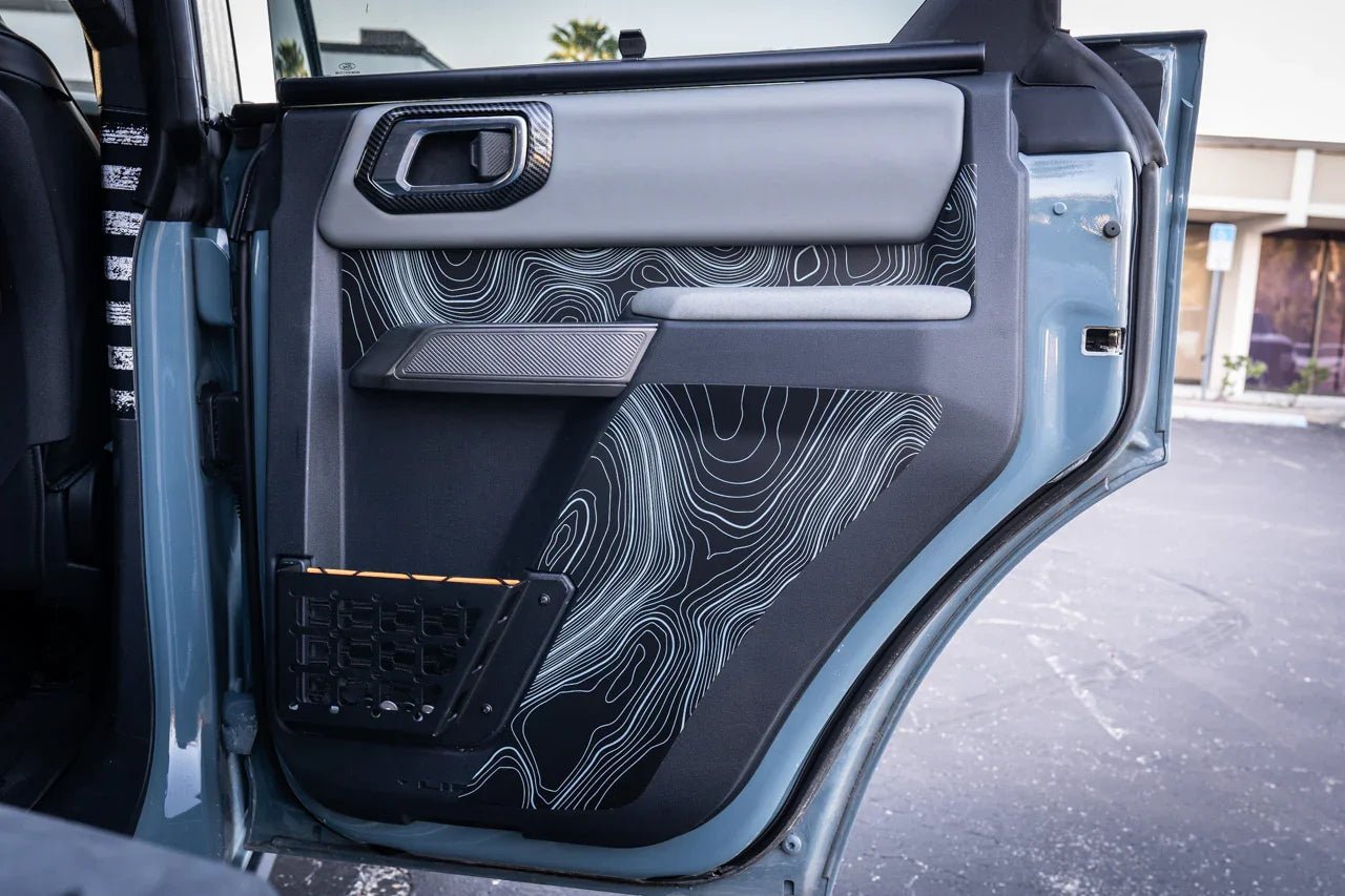 Topo Rear Interior Lower Door Card Insert Overlays (Printed Series) - 2021+ Bronco 4 Door - Speedlogix