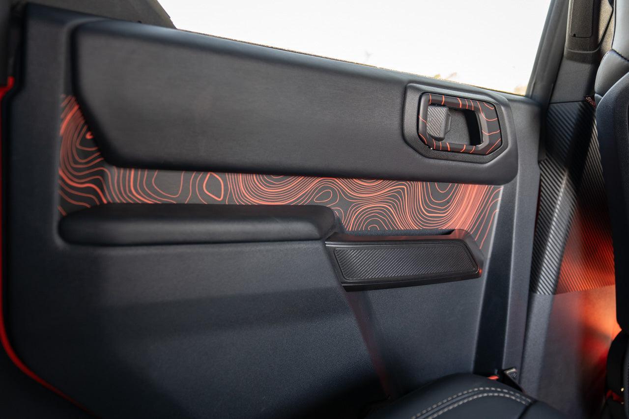 Topo Rear Interior Upper Door Card Insert Overlays (Printed Series) - 2021+ Bronco 4 Door - Speedlogix