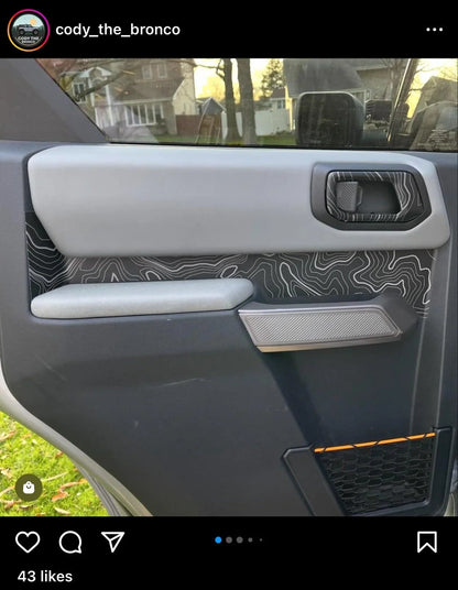 Topo Rear Interior Upper Door Card Insert Overlays (Printed Series) - 2021+ Bronco 4 Door - Speedlogix