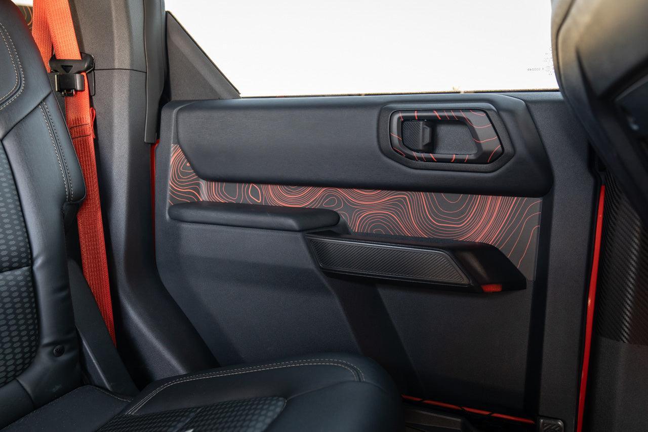Topo Rear Interior Upper Door Card Insert Overlays (Printed Series) - 2021+ Bronco 4 Door - Speedlogix