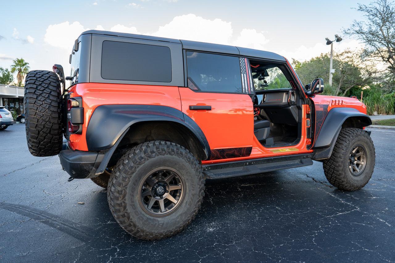 Topo Rear Window Triangle Overlay (Printed Series) - 2021+ Bronco 4 Door - Speedlogix