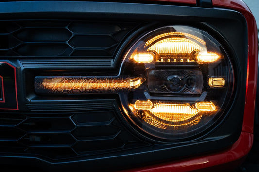 Topo Shortie Style Light Bar Overlays (Printed Series) - 2021+ Bronco (Standard Headlights) - Speedlogix