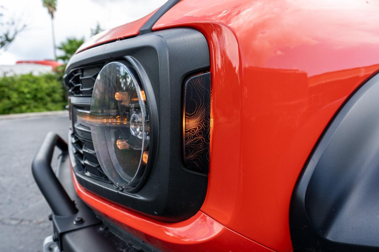 Topo Sidemarker Overlays (Front Only, Printed Series) - 2021+ Bronco (ALL) - Speedlogix