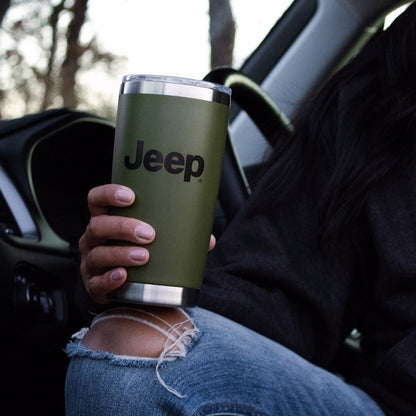 Travel Mug - Jeep® Text and Grill Powder Coated - Jeep Green - Speedlogix