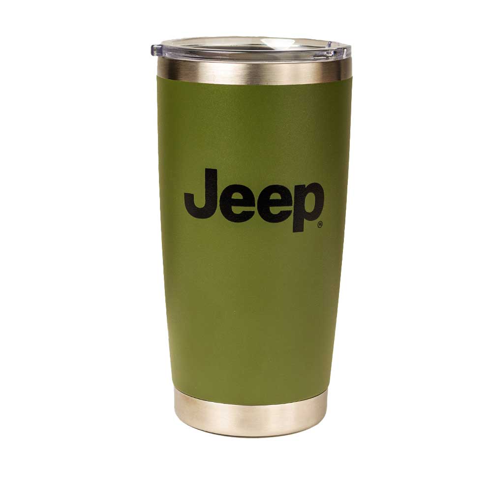 Travel Mug - Jeep® Text and Grill Powder Coated - Jeep Green - Speedlogix