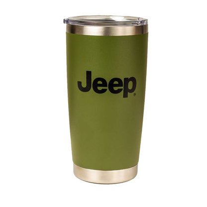 Travel Mug - Jeep® Text and Grill Powder Coated - Jeep Green - Speedlogix