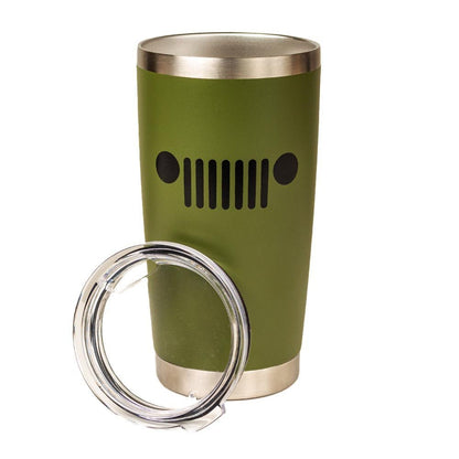 Travel Mug - Jeep® Text and Grill Powder Coated - Jeep Green - Speedlogix