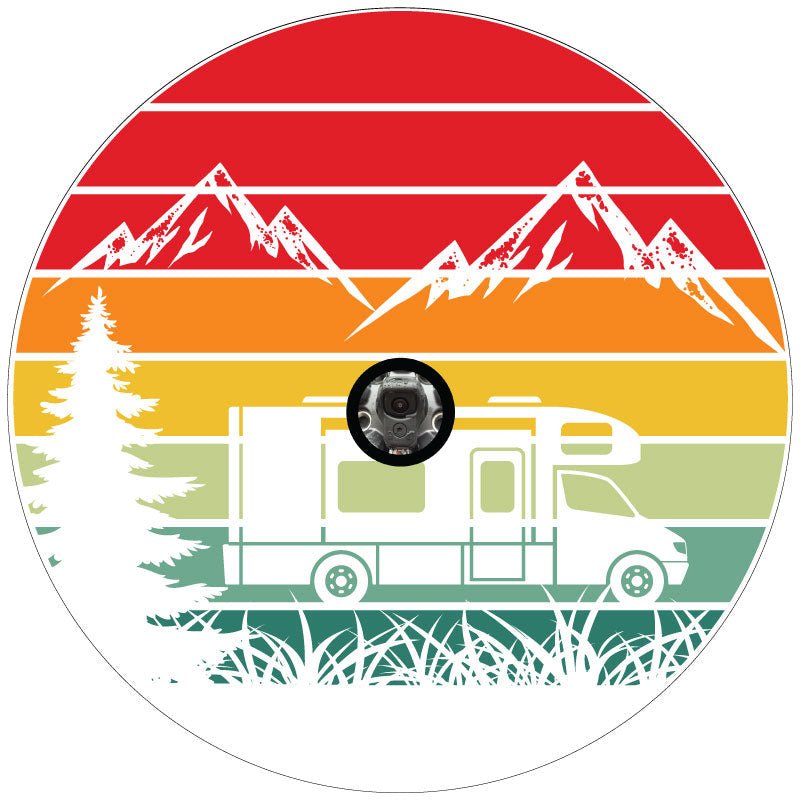 Traveling Motorcoach in The Mountains Retro Bronco Spare Tire Cover - Speedlogix