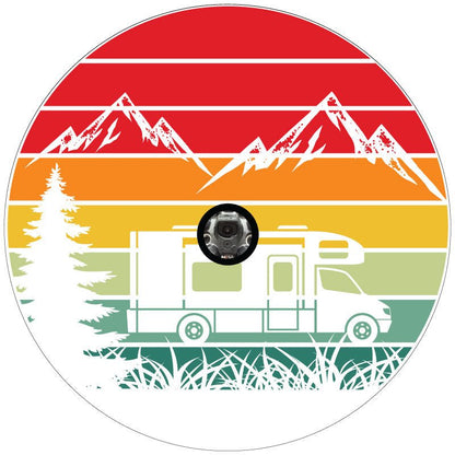 Traveling Motorcoach in The Mountains Retro Bronco Spare Tire Cover - Speedlogix