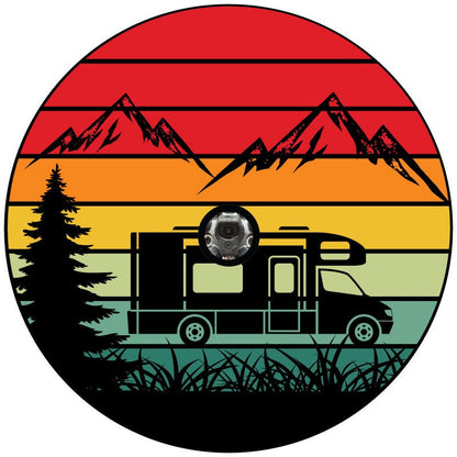 Traveling Motorcoach in The Mountains Retro Bronco Spare Tire Cover - Speedlogix