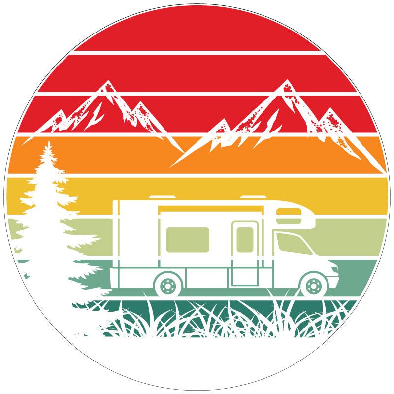 Traveling Motorcoach in The Mountains Retro Bronco Spare Tire Cover - Speedlogix