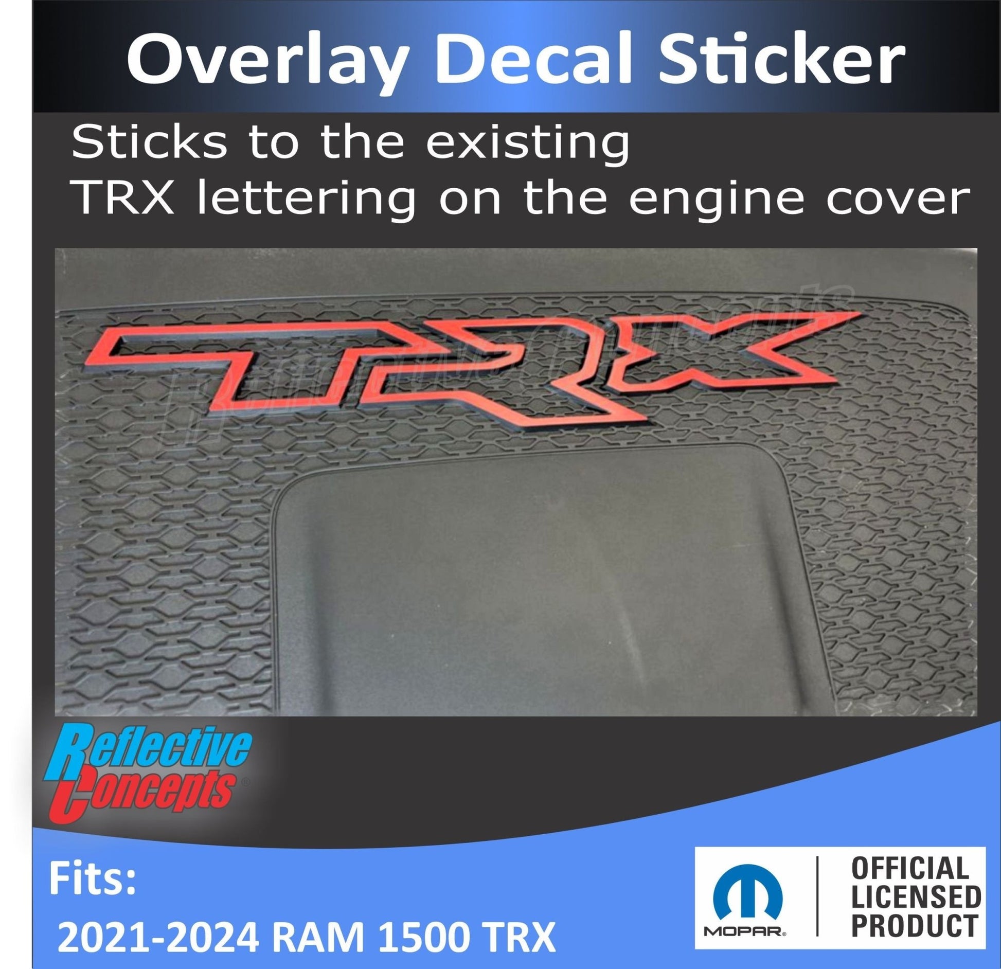 TRX Engine Cover Overlay Decals - 2021 - 2024 Ram TRX - Speedlogix