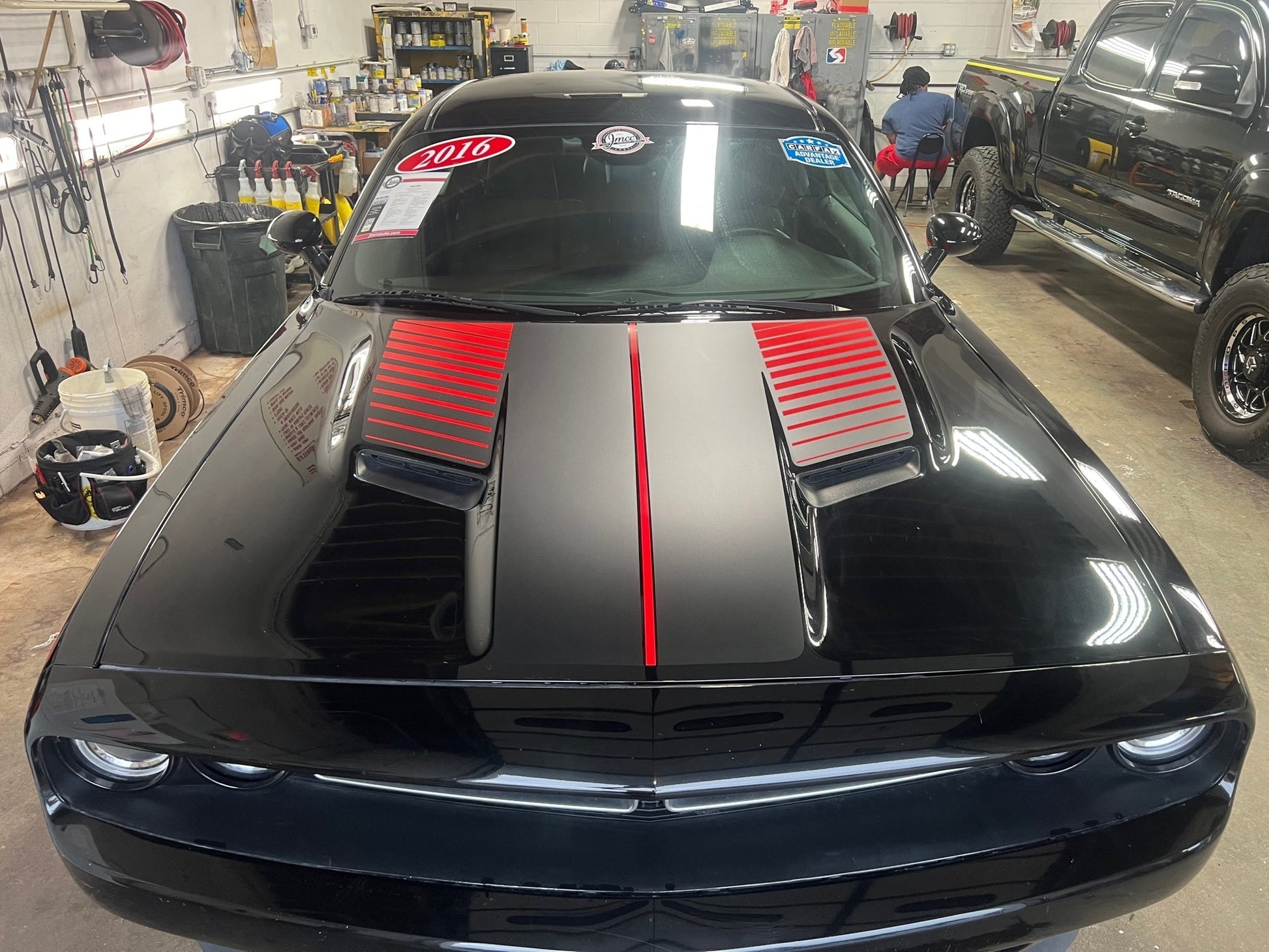 Two Tone Layered Strobe Hood for 2014 - 2024 Dodge Challenger - Speedlogix