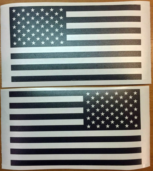 US Flag Decals - Premium Cast Matte Black Vinyl x2 - Speedlogix