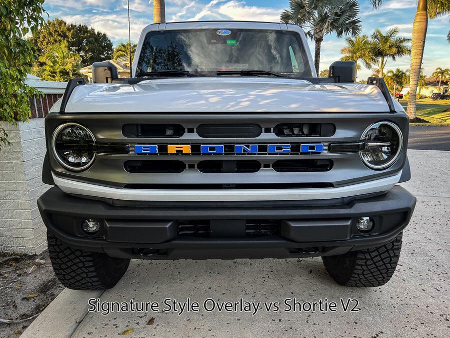 V2 Smoked Shortie Style Light Bar Overlays - 2021+ Bronco (Standard Headlights) - Speedlogix