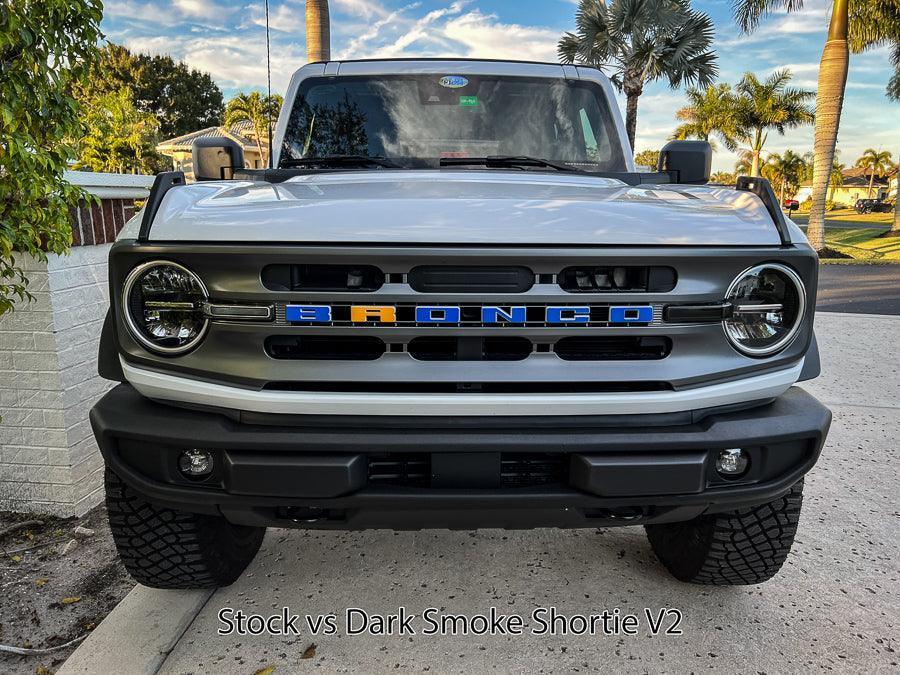 V2 Smoked Shortie Style Light Bar Overlays - 2021+ Bronco (Standard Headlights) - Speedlogix