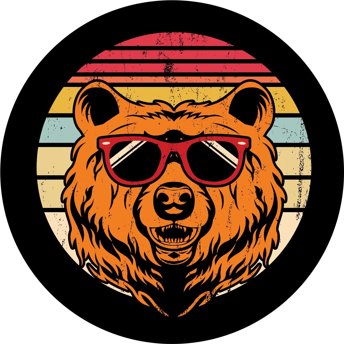 Vintage Bear with Sunglasses Bronco Spare Tire Cover - Speedlogix