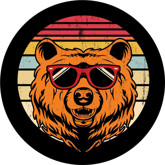 Vintage Bear with Sunglasses Bronco Spare Tire Cover - Speedlogix