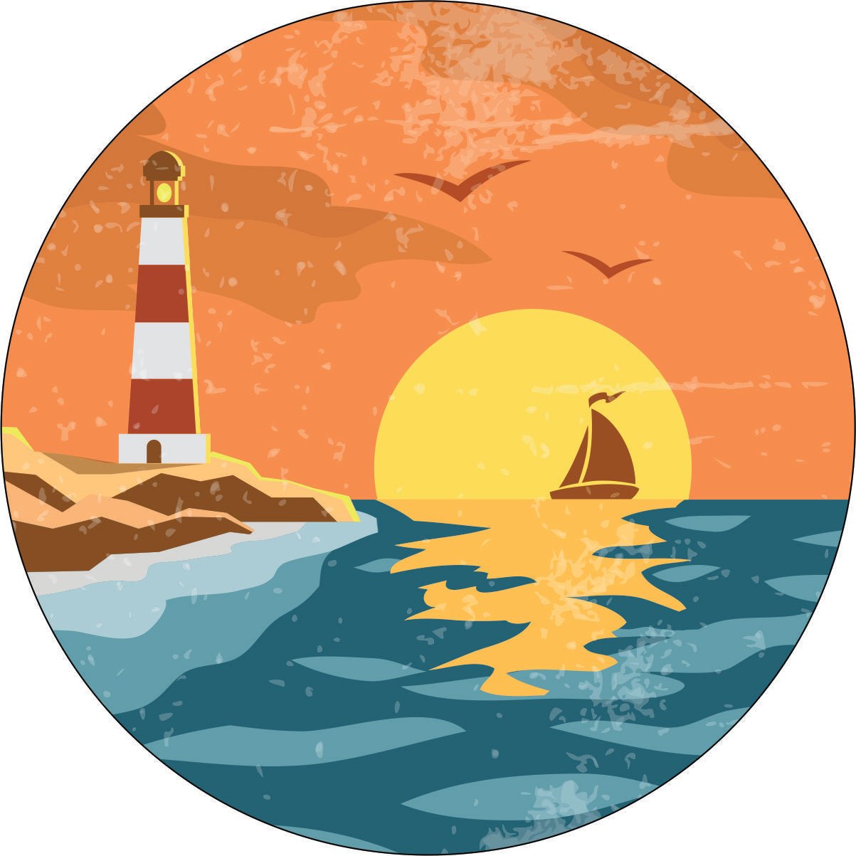 Vintage Lighthouse Coastal Sea Bronco Spare Tire Cover - Speedlogix