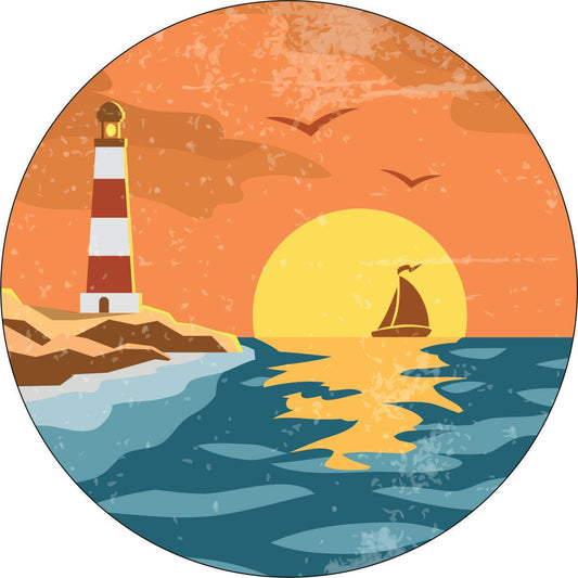 Vintage Lighthouse Coastal Sea Bronco Spare Tire Cover - Speedlogix