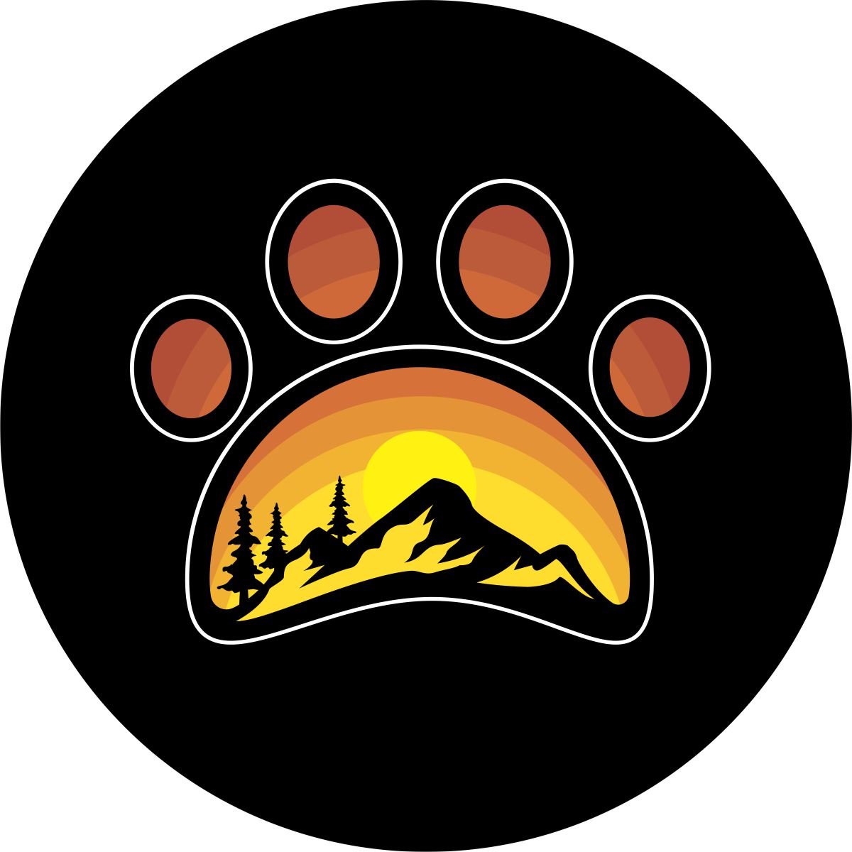 Vintage Mountain Paw Print Bronco Spare Tire Cover - Speedlogix