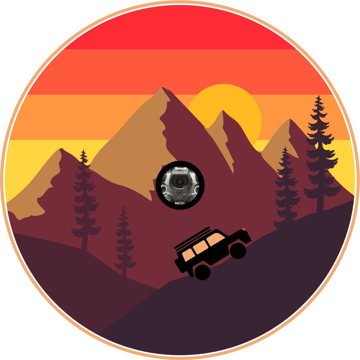 Vintage SUV in the Mountains Bronco Spare Tire Cover - Speedlogix
