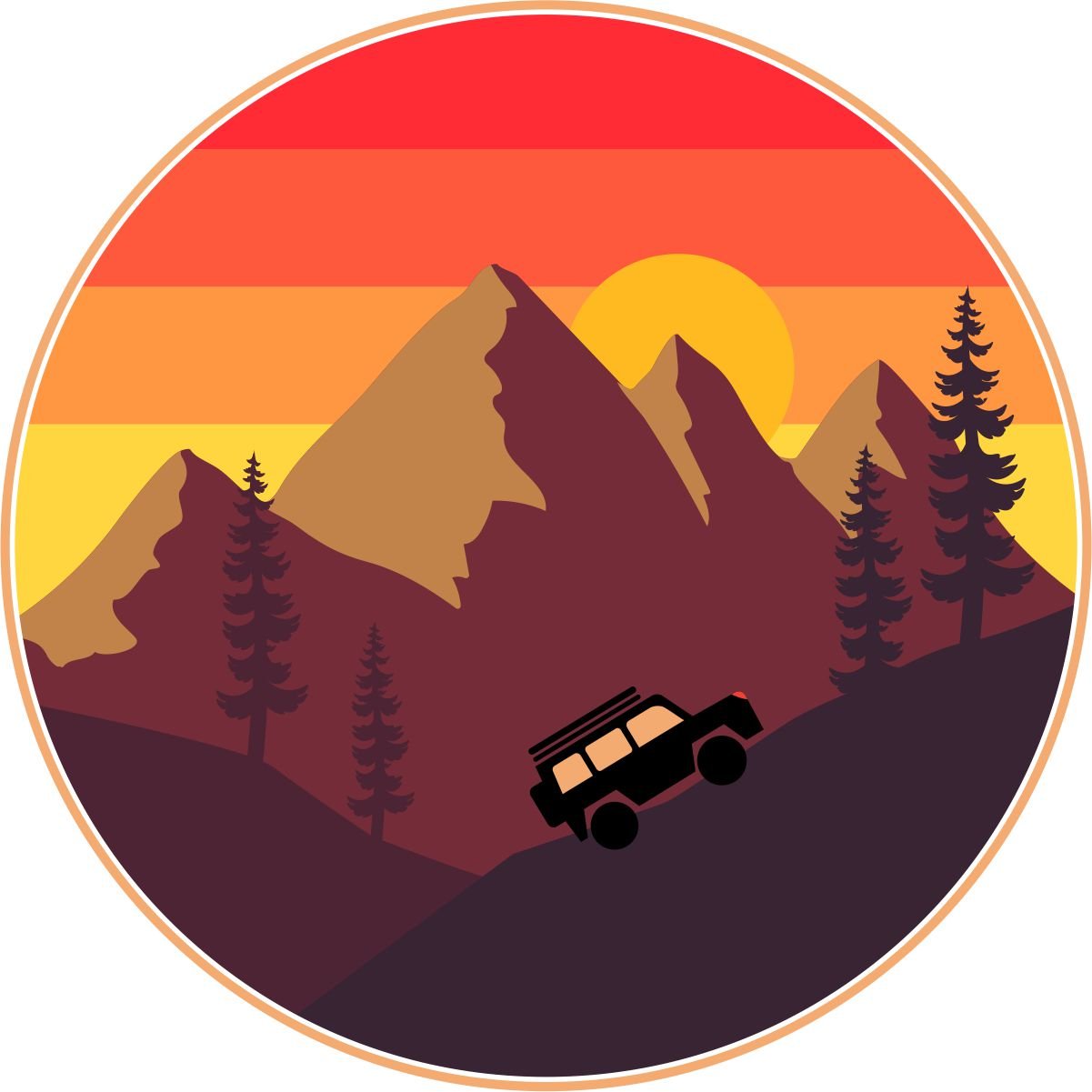 Vintage SUV in the Mountains Bronco Spare Tire Cover - Speedlogix