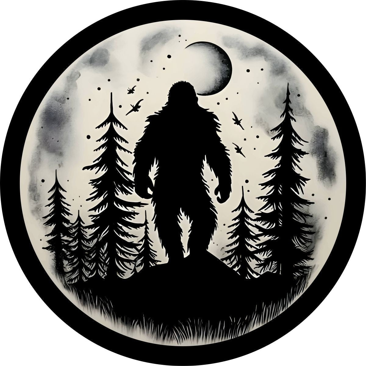 Walking in the Moonlight Bigfoot Sasquatch Spare Tire Cover for Bronco, Jeep, RV, Camper, Etc. - Speedlogix