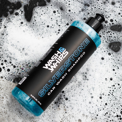 WASH & WHIPS Car Wash Kit - 3 - Gallon Bucket with Particle Interceptor Trap, Shampoo, Chenille Mitt & Microfiber Soft Towel, 5pcs - Speedlogix