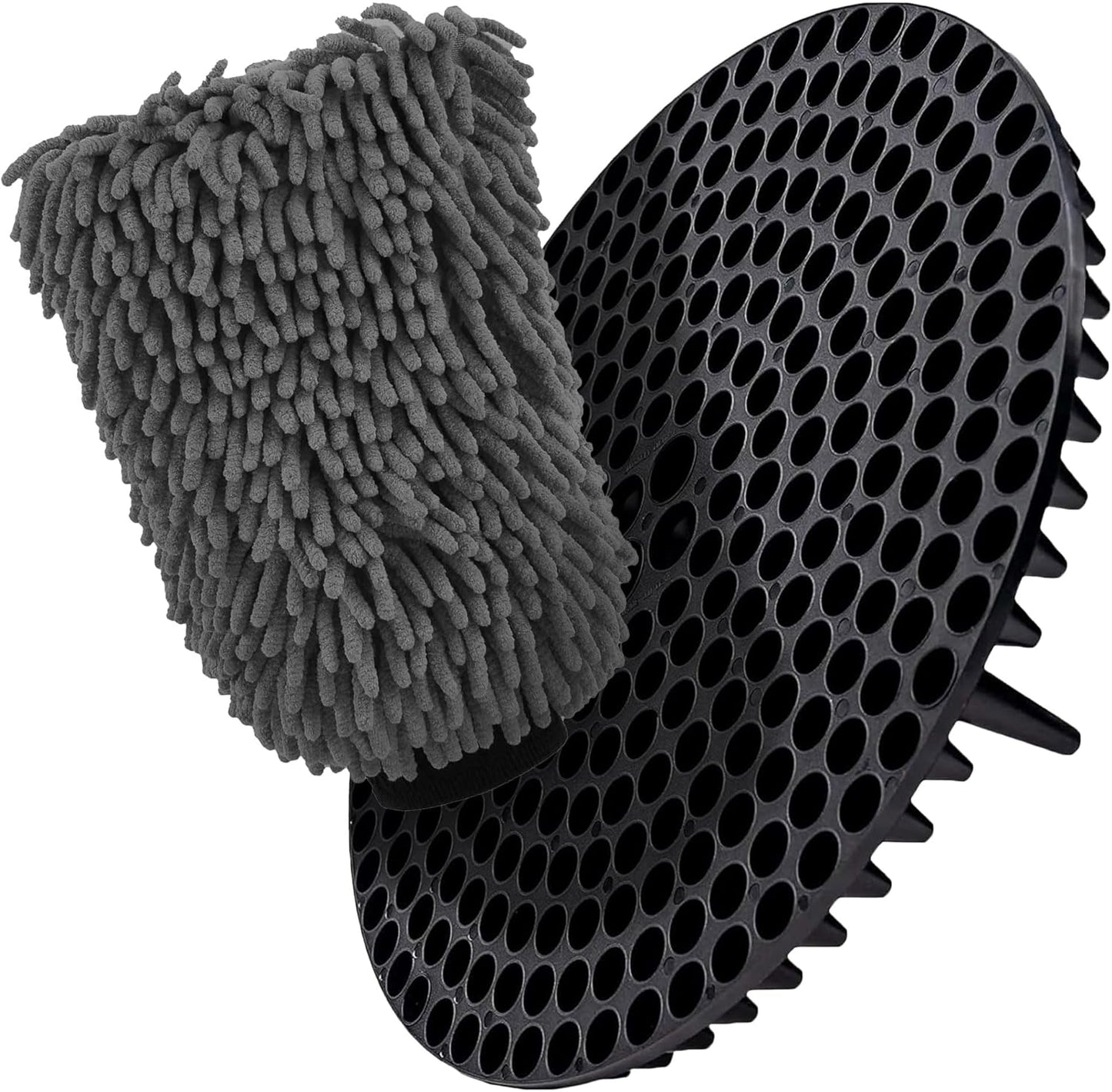 WASH&WHIPS Chenille Premium Scratch - Free Microfiber Lint - Free Blue Wash Mitt 8" x 10"in & Black Pitstop Particle Interceptor - Speedlogix